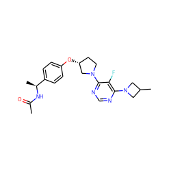 CC(=O)N[C@@H](C)c1ccc(O[C@@H]2CCN(c3ncnc(N4CC(C)C4)c3F)C2)cc1 ZINC000261138413