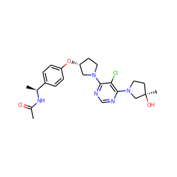 CC(=O)N[C@@H](C)c1ccc(O[C@@H]2CCN(c3ncnc(N4CC[C@@](C)(O)C4)c3Cl)C2)cc1 ZINC000261183466