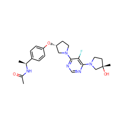 CC(=O)N[C@@H](C)c1ccc(O[C@@H]2CCN(c3ncnc(N4CC[C@](C)(O)C4)c3F)C2)cc1 ZINC000261138905