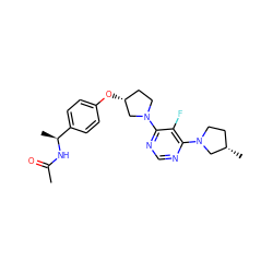 CC(=O)N[C@@H](C)c1ccc(O[C@@H]2CCN(c3ncnc(N4CC[C@H](C)C4)c3F)C2)cc1 ZINC000261107379