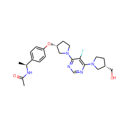 CC(=O)N[C@@H](C)c1ccc(O[C@@H]2CCN(c3ncnc(N4CC[C@H](CO)C4)c3F)C2)cc1 ZINC000261166964