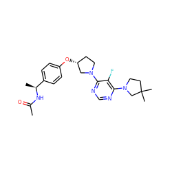 CC(=O)N[C@@H](C)c1ccc(O[C@@H]2CCN(c3ncnc(N4CCC(C)(C)C4)c3F)C2)cc1 ZINC000261172337