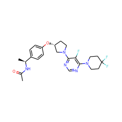 CC(=O)N[C@@H](C)c1ccc(O[C@@H]2CCN(c3ncnc(N4CCC(F)(F)CC4)c3F)C2)cc1 ZINC000261148262