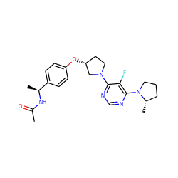 CC(=O)N[C@@H](C)c1ccc(O[C@@H]2CCN(c3ncnc(N4CCC[C@@H]4C)c3F)C2)cc1 ZINC000261186735