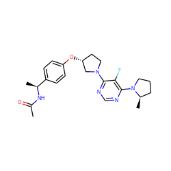 CC(=O)N[C@@H](C)c1ccc(O[C@@H]2CCN(c3ncnc(N4CCC[C@H]4C)c3F)C2)cc1 ZINC000261186734