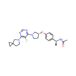 CC(=O)N[C@@H](C)c1ccc(O[C@@H]2CCN(c3ncnc(N4CCC5(CC5)C4)c3F)C2)cc1 ZINC000261081904