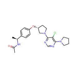 CC(=O)N[C@@H](C)c1ccc(O[C@@H]2CCN(c3ncnc(N4CCCC4)c3Cl)C2)cc1 ZINC000261169652