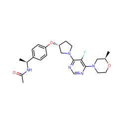 CC(=O)N[C@@H](C)c1ccc(O[C@@H]2CCN(c3ncnc(N4CCO[C@H](C)C4)c3F)C2)cc1 ZINC000261126880