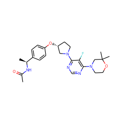 CC(=O)N[C@@H](C)c1ccc(O[C@@H]2CCN(c3ncnc(N4CCOC(C)(C)C4)c3F)C2)cc1 ZINC000261188725