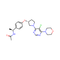 CC(=O)N[C@@H](C)c1ccc(O[C@@H]2CCN(c3ncnc(N4CCOCC4)c3Cl)C2)cc1 ZINC000261178022