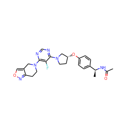 CC(=O)N[C@@H](C)c1ccc(O[C@@H]2CCN(c3ncnc(N4CCc5nocc5C4)c3F)C2)cc1 ZINC000261092436