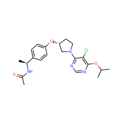 CC(=O)N[C@@H](C)c1ccc(O[C@@H]2CCN(c3ncnc(OC(C)C)c3Cl)C2)cc1 ZINC000261095925