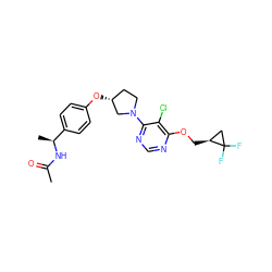 CC(=O)N[C@@H](C)c1ccc(O[C@@H]2CCN(c3ncnc(OC[C@H]4CC4(F)F)c3Cl)C2)cc1 ZINC000221229334