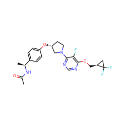 CC(=O)N[C@@H](C)c1ccc(O[C@@H]2CCN(c3ncnc(OC[C@H]4CC4(F)F)c3F)C2)cc1 ZINC000221201992