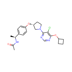 CC(=O)N[C@@H](C)c1ccc(O[C@@H]2CCN(c3ncnc(OC4CCC4)c3Cl)C2)cc1 ZINC000261107433