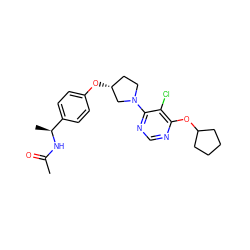 CC(=O)N[C@@H](C)c1ccc(O[C@@H]2CCN(c3ncnc(OC4CCCC4)c3Cl)C2)cc1 ZINC000221202070