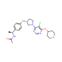 CC(=O)N[C@@H](C)c1ccc(O[C@@H]2CCN(c3ncnc(OC4CCOCC4)c3Cl)C2)cc1 ZINC000261075969