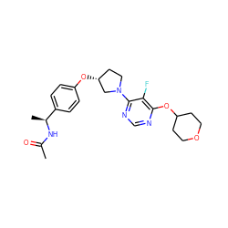 CC(=O)N[C@@H](C)c1ccc(O[C@@H]2CCN(c3ncnc(OC4CCOCC4)c3F)C2)cc1 ZINC000261163887