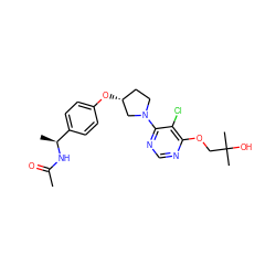 CC(=O)N[C@@H](C)c1ccc(O[C@@H]2CCN(c3ncnc(OCC(C)(C)O)c3Cl)C2)cc1 ZINC000221201910