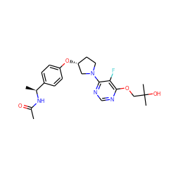 CC(=O)N[C@@H](C)c1ccc(O[C@@H]2CCN(c3ncnc(OCC(C)(C)O)c3F)C2)cc1 ZINC000221201729