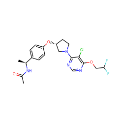 CC(=O)N[C@@H](C)c1ccc(O[C@@H]2CCN(c3ncnc(OCC(F)F)c3Cl)C2)cc1 ZINC000261179739