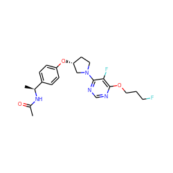 CC(=O)N[C@@H](C)c1ccc(O[C@@H]2CCN(c3ncnc(OCCCF)c3F)C2)cc1 ZINC000261120494