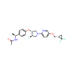 CC(=O)N[C@@H](C)c1ccc(O[C@@H]2CN(c3ccc(OC[C@@H]4CC4(F)F)cn3)C[C@H]2F)cc1 ZINC000169709328