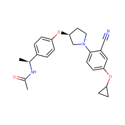 CC(=O)N[C@@H](C)c1ccc(O[C@H]2CCN(c3ccc(OC4CC4)cc3C#N)C2)cc1 ZINC001772622101