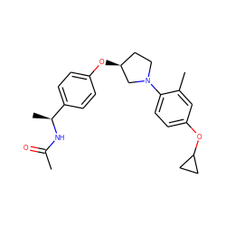 CC(=O)N[C@@H](C)c1ccc(O[C@H]2CCN(c3ccc(OC4CC4)cc3C)C2)cc1 ZINC001772583143