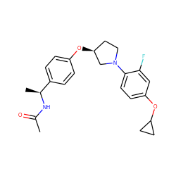 CC(=O)N[C@@H](C)c1ccc(O[C@H]2CCN(c3ccc(OC4CC4)cc3F)C2)cc1 ZINC001772624452