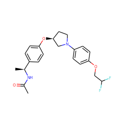 CC(=O)N[C@@H](C)c1ccc(O[C@H]2CCN(c3ccc(OCC(F)F)cc3)C2)cc1 ZINC001772602263