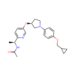 CC(=O)N[C@@H](C)c1ccc(O[C@H]2CCN(c3ccc(OCC4CC4)cc3)C2)cn1 ZINC001772622857