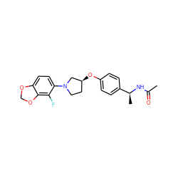 CC(=O)N[C@@H](C)c1ccc(O[C@H]2CCN(c3ccc4c(c3F)OCO4)C2)cc1 ZINC001772649016