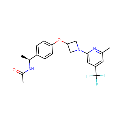 CC(=O)N[C@@H](C)c1ccc(OC2CN(c3cc(C(F)(F)F)cc(C)n3)C2)cc1 ZINC000142230204