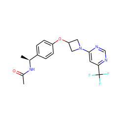 CC(=O)N[C@@H](C)c1ccc(OC2CN(c3cc(C(F)(F)F)ncn3)C2)cc1 ZINC000142181655