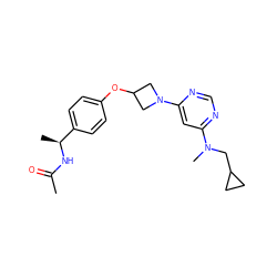 CC(=O)N[C@@H](C)c1ccc(OC2CN(c3cc(N(C)CC4CC4)ncn3)C2)cc1 ZINC000169694409