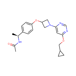 CC(=O)N[C@@H](C)c1ccc(OC2CN(c3cc(OCC4CC4)ncn3)C2)cc1 ZINC000142236046