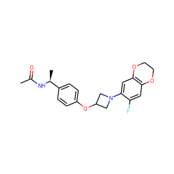 CC(=O)N[C@@H](C)c1ccc(OC2CN(c3cc4c(cc3F)OCCO4)C2)cc1 ZINC000142228529