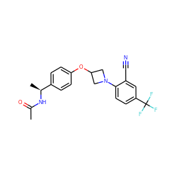 CC(=O)N[C@@H](C)c1ccc(OC2CN(c3ccc(C(F)(F)F)cc3C#N)C2)cc1 ZINC000142228307