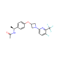 CC(=O)N[C@@H](C)c1ccc(OC2CN(c3ccc(F)c(C(F)(F)F)n3)C2)cc1 ZINC000142185019