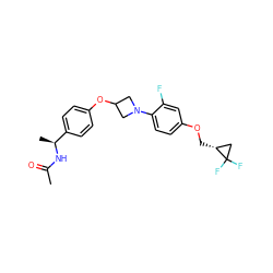 CC(=O)N[C@@H](C)c1ccc(OC2CN(c3ccc(OC[C@@H]4CC4(F)F)cc3F)C2)cc1 ZINC000142202723