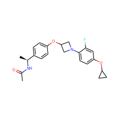 CC(=O)N[C@@H](C)c1ccc(OC2CN(c3ccc(OC4CC4)cc3F)C2)cc1 ZINC000142279533