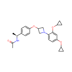 CC(=O)N[C@@H](C)c1ccc(OC2CN(c3ccc(OC4CC4)cc3OC3CC3)C2)cc1 ZINC000142228945