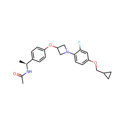 CC(=O)N[C@@H](C)c1ccc(OC2CN(c3ccc(OCC4CC4)cc3F)C2)cc1 ZINC000142183396