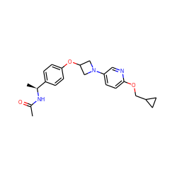 CC(=O)N[C@@H](C)c1ccc(OC2CN(c3ccc(OCC4CC4)nc3)C2)cc1 ZINC000169694400