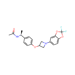 CC(=O)N[C@@H](C)c1ccc(OC2CN(c3ccc4c(c3)OC(F)(F)O4)C2)cc1 ZINC000142310256