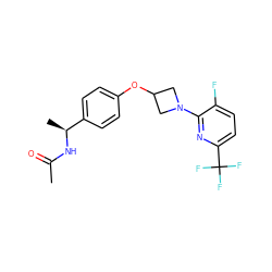 CC(=O)N[C@@H](C)c1ccc(OC2CN(c3nc(C(F)(F)F)ccc3F)C2)cc1 ZINC000142335756