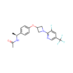 CC(=O)N[C@@H](C)c1ccc(OC2CN(c3ncc(C(F)(F)F)cc3F)C2)cc1 ZINC000142183623