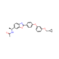 CC(=O)N[C@@H](C)c1ccc2nc(-c3ccc(Oc4cccc(OCC5CC5)c4)cc3)oc2c1 ZINC001772574075