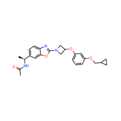 CC(=O)N[C@@H](C)c1ccc2nc(N3CC(Oc4cccc(OCC5CC5)c4)C3)oc2c1 ZINC001772588077